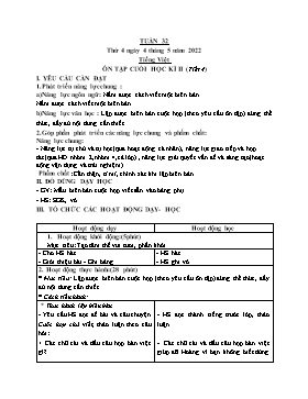 Kế hoạch bài dạy Lớp 5 - Tuần 32 - Năm học 2021-2022 - Nguyễn Thị Mai Hiên