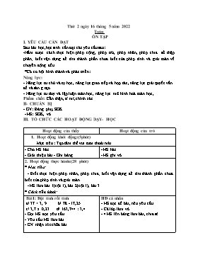 Kế hoạch bài dạy Lớp 5 - Tuần 34 - Năm học 2021-2022 - Nguyễn Thị Mai Hiên