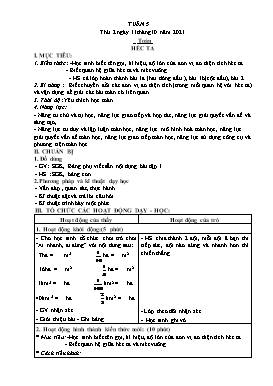 Kế hoạch bài dạy Lớp 5 - Tuần 5 - Năm học 2021-2022 - Hồ Thị Anh Đào