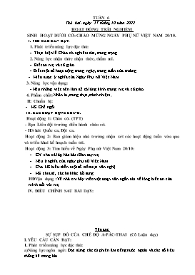 Kế hoạch bài dạy Lớp 5 - Tuần 6 - Năm học 2022-2023 - Nguyễn Thị Mai Hiên