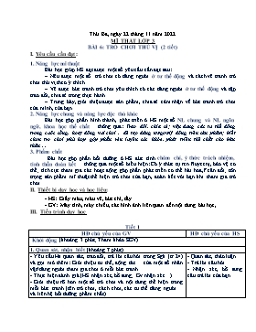 Kế hoạch bài dạy Mĩ thuật + Hoạt động trải nghiệm Lớp 1, 2, 3 - Tuần 12 - Năm học 2022-2023 - Nguyễn Song Hào