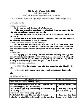 Kế hoạch bài dạy Mĩ thuật + Hoạt động trải nghiệm Lớp 1, 2, 3 - Tuần 4 - Năm học 2022-2023 - Nguyễn Song Hào