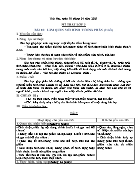 Kế hoạch bài dạy Mĩ thuật + Hoạt động trải nghiệm Lớp 1, 2, 3 - Tuần 21 - Năm học 2022-2023 - Nguyễn Song Hào