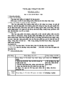 Kế hoạch bài dạy Mĩ thuật + Hoạt động trải nghiệm Lớp 1, 2, 3 - Tuần 28 - Năm học 2022-2023 - Nguyễn Song Hào