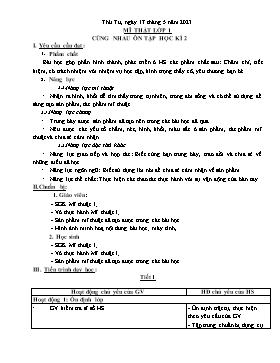 Kế hoạch bài dạy Mĩ thuật + Hoạt động trải nghiệm Lớp 1, 2, 3 - Tuần 36 - Năm học 2022-2023 - Nguyễn Song Hào