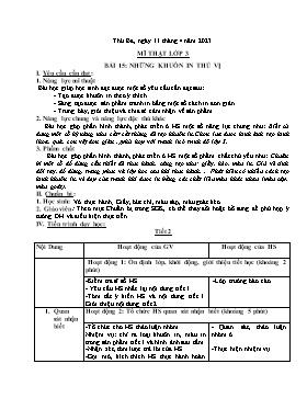 Kế hoạch bài dạy Mĩ thuật + Hoạt động trải nghiệm Lớp 1, 2, 3 - Tuần 31 - Năm học 2022-2023 - Nguyễn Song Hào