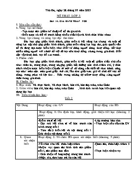 Kế hoạch bài dạy Mĩ thuật + Hoạt động trải nghiệm Lớp 1, 2, 3 - Tuần 29 - Năm học 2022-2023 - Nguyễn Song Hào