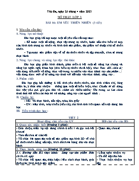 Kế hoạch bài dạy Mĩ thuật + Hoạt động trải nghiệm Lớp 1, 2, 3 - Tuần 33 - Năm học 2022-2023 - Nguyễn Song Hào