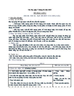 Kế hoạch bài dạy Mĩ thuật + Hoạt động trải nghiệm Lớp 1, 2, 3 - Tuần 22 - Năm học 2022-2023 - Nguyễn Song Hào