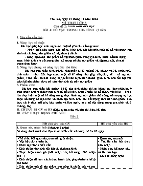 Kế hoạch bài dạy Mĩ thuật + Hoạt động trải nghiệm Lớp 1, 2, 3 - Tuần 9 - Năm học 2022-2023 - Nguyễn Song Hào