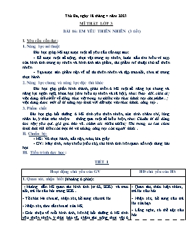 Kế hoạch bài dạy Mĩ thuật + Hoạt động trải nghiệm Lớp 1, 2, 3 - Tuần 32 - Năm học 2022-2023 - Nguyễn Song Hào