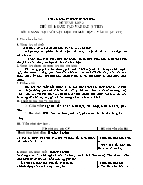Kế hoạch bài dạy Mĩ thuật + Hoạt động trải nghiệm Lớp 1, 2, 3 - Tuần 5 - Năm học 2022-2023 - Nguyễn Song Hào