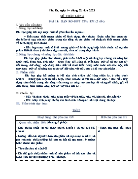 Kế hoạch bài dạy Mĩ thuật + Hoạt động trải nghiệm Lớp 1, 2, 3 - Tuần 23 - Năm học 2022-2023 - Nguyễn Song Hào