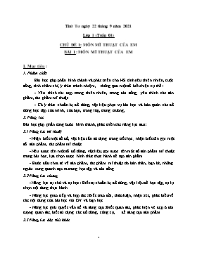 Kế hoạch bài dạy Mĩ thuật Lớp 1, 2, 3 - Tuần 1 - Năm học 2021-2022 - Nguyễn Song Hào