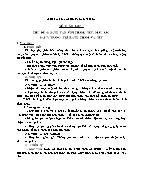 Kế hoạch bài dạy Mĩ thuật Lớp 1, 2, 3 - Tuần 10 - Năm học 2021-2022 - Nguyễn Song Hào