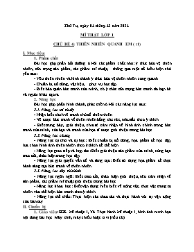 Kế hoạch bài dạy Mĩ thuật Lớp 1, 2, 3 - Tuần 12 - Năm học 2021-2022 - Nguyễn Song Hào