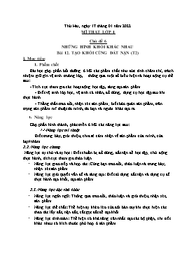 Kế hoạch bài dạy Mĩ thuật Lớp 1, 2, 3 - Tuần 19 - Năm học 2021-2022 - Nguyễn Song Hào
