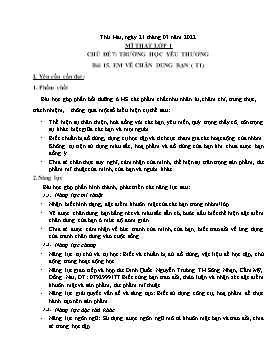 Kế hoạch bài dạy Mĩ thuật Lớp 1, 2, 3 - Tuần 26 - Năm học 2021-2022 - Nguyễn Song Hào