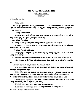 Kế hoạch bài dạy Mĩ thuật Lớp 1, 2, 3 - Tuần 33 - Năm học 2021-2022 - Nguyễn Song Hào