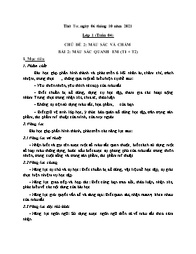 Kế hoạch bài dạy Mĩ thuật Lớp 1, 2, 3 - Tuần 4 - Năm học 2021-2022 - Nguyễn Song Hào