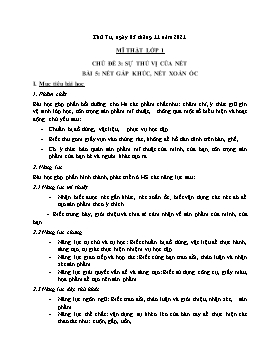 Kế hoạch bài dạy Mĩ thuật Lớp 1, 2, 3 - Tuần 8 - Năm học 2021-2022 - Nguyễn Song Hào