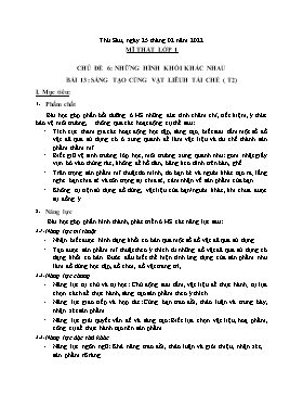Kế hoạch bài dạy Mĩ thuật Lớp 1 - Tuần 22 - Năm học 2021-2022 - Nguyễn Song Hào