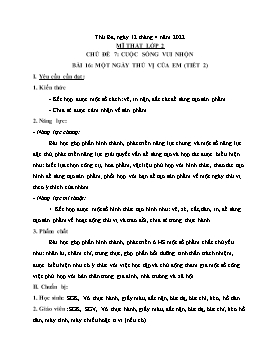 Kế hoạch bài dạy Mĩ thuật Lớp 2, 3 - Tuần 29 - Năm học 2021-2022 - Nguyễn Song Hào
