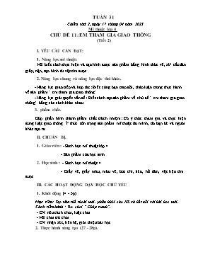 Kế hoạch bài dạy Mĩ thuật Tiểu học - Tuần 31 - Năm học 2022-2023 - Nguyễn Thị Thanh Tâm