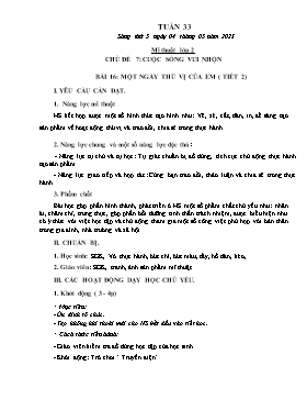 Kế hoạch bài dạy Mĩ thuật Tiểu học - Tuần 33 - Năm học 2022-2023 - Nguyễn Thị Thanh Tâm