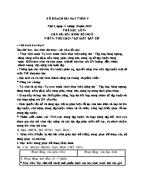 Kế hoạch bài dạy Thể dục Lớp 4, 5 - Tuần 5 - Năm học 2022-2023 - Thái Quốc Bảo