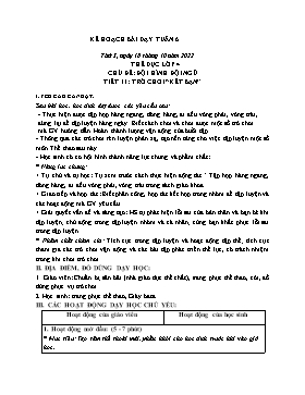 Kế hoạch bài dạy Thể dục Lớp 4, 5 - Tuần 6 - Năm học 2022-2023 - Thái Quốc Bảo