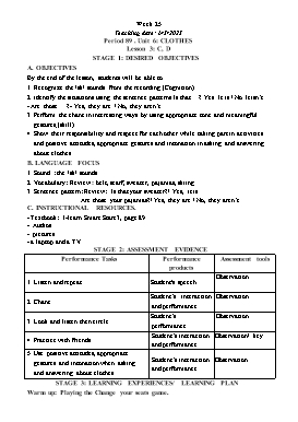 Kế hoạch bài dạy Tiếng Anh Lớp 3 - Tuần 25 - Năm học 2022-2023 - Nguyễn Thị Linh