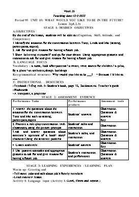 Kế hoạch bài dạy Tiếng Anh Lớp 4 - Tuần 26 - Năm học 2022-2023 - Nguyễn Thị Linh