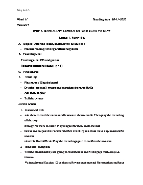Kế hoạch bài dạy Tiếng Anh Lớp 5 - Tuần 11 - Năm học 2020-2021 - Nguyễn Thị Linh