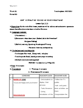 Kế hoạch bài dạy Tiếng Anh Lớp 5 - Tuần 22 - Năm học 2020-2021 - Nguyễn Thị Linh