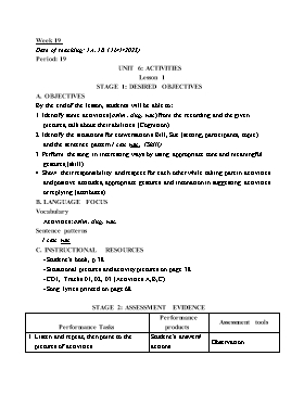 Kế hoạch bài dạy Tiếng Anh Tiểu học - Tuần 19 - Năm học 2022-2023 - Lê Thị Ánh
