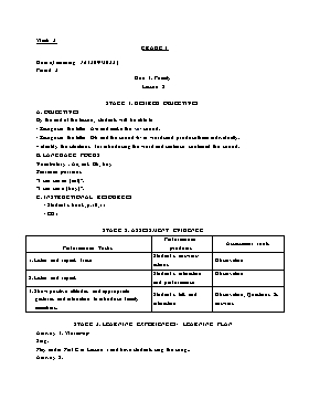 Kế hoạch bài dạy Tiếng Anh Tiểu học - Tuần 3 - Năm học 2022-2023 - Lê Thị Ánh
