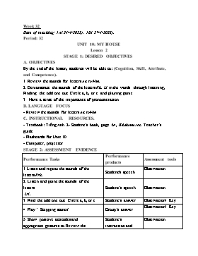 Kế hoạch bài dạy Tiếng Anh Tiểu học - Tuần 32 - Năm học 2022-2023 - Lê Thị Ánh