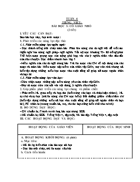 Kế hoạch bài dạy Tiếng Việt Lớp 4 - Tuần 4, Bài đọc 3: Cô giáo nhỏ - Năm học 2023-2024 - Nguyễn Thị Thanh Bình