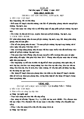Kế hoạch bài dạy Tiếng Việt + Toán Lớp 1 - Tuần 10 - Năm học 2022-2023 - Phan Thị Nhương