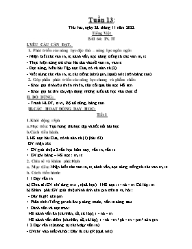 Kế hoạch bài dạy Tiếng Việt + Toán Lớp 1 - Tuần 13 - Năm học 2022-2023 - Phan Thị Nhương