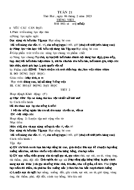 Kế hoạch bài dạy Tiếng Việt + Toán Lớp 1 - Tuần 21 - Năm học 2022-2023 - Phan Thị Nhương