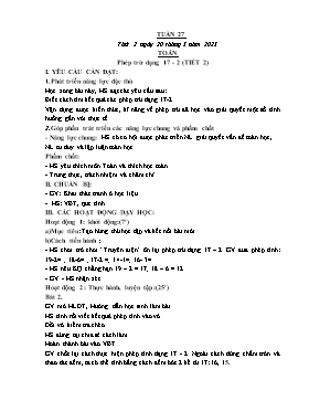 Kế hoạch bài dạy Tiếng Việt + Toán Lớp 1 - Tuần 27 - Năm học 2022-2023 - Phan Thị Nhương