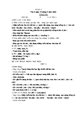 Kế hoạch bài dạy Tiếng Việt + Toán Lớp 1 - Tuần 3 - Năm học 2022-2023 - Phan Thị Nhương