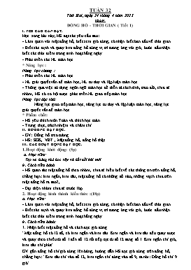 Kế hoạch bài dạy Tiếng Việt + Toán Lớp 1 - Tuần 32 - Năm học 2022-2023 - Phan Thị Nhương