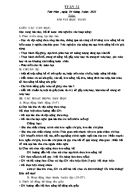 Kế hoạch bài dạy Tiếng Việt + Toán Lớp 1 - Tuần 33 - Năm học 2022-2023 - Phan Thị Nhương