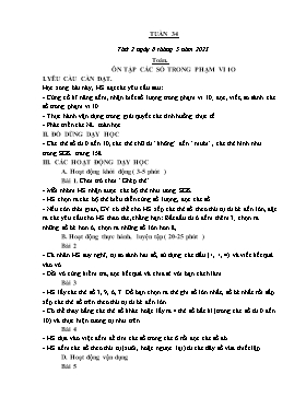 Kế hoạch bài dạy Tiếng Việt + Toán Lớp 1 - Tuần 34 - Năm học 2022-2023 - Phan Thị Nhương