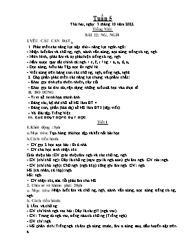 Kế hoạch bài dạy Tiếng Việt + Toán Lớp 1 - Tuần 5 - Năm học 2022-2023 - Phan Thị Nhương