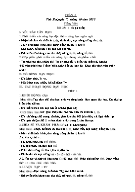 Kế hoạch bài dạy Tiếng Việt + Toán Lớp 1 - Tuần 6 - Năm học 2022-2023 - Phan Thị Nhương