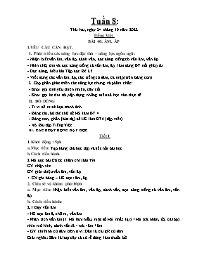 Kế hoạch bài dạy Tiếng Việt + Toán Lớp 1 - Tuần 8 - Năm học 2022-2023 - Phan Thị Nhương